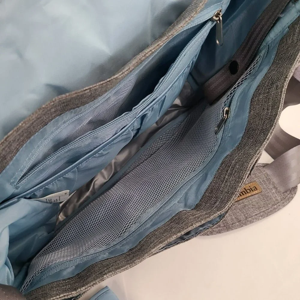 Columbia Diaper Bag Vista Hills Grey w Thermal Bottle Pocket & Removeable Pad